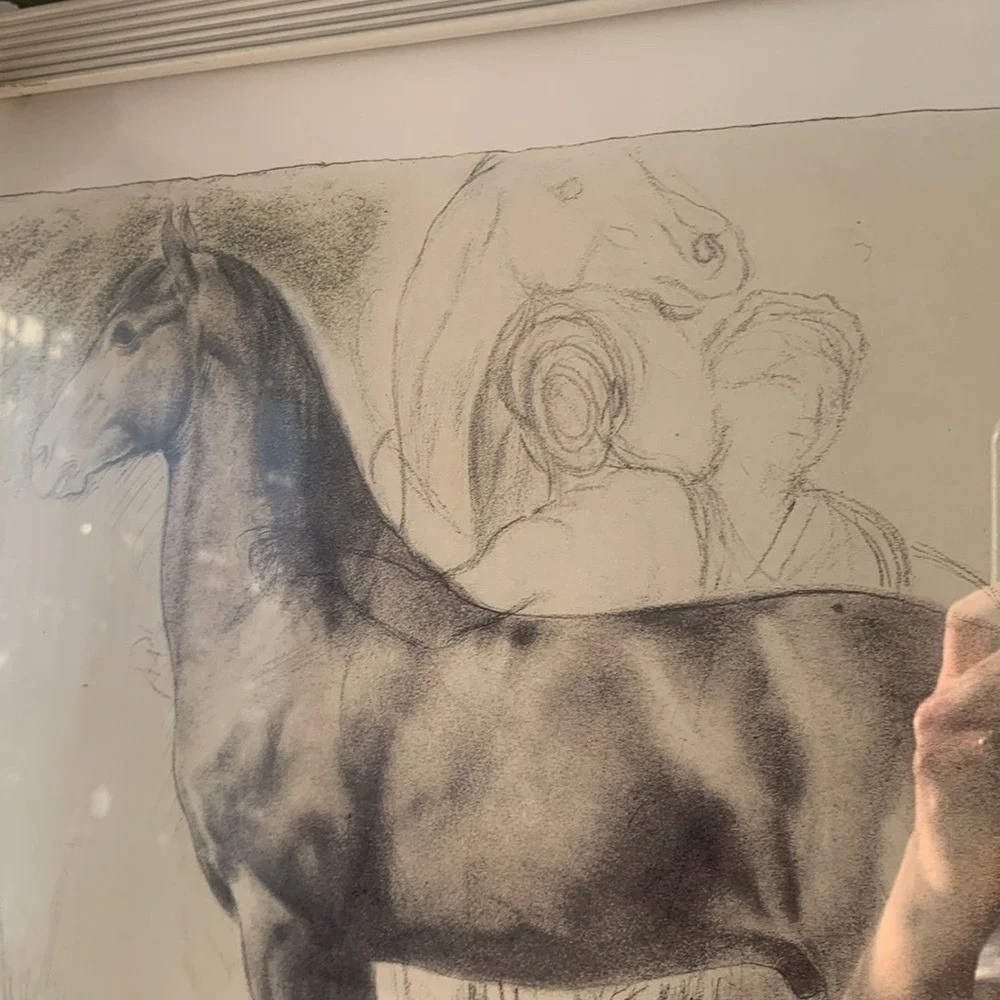 Edgar Degas exhibition poster - Study of a horse with figures vintage‎ print